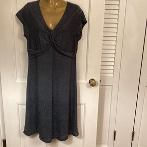 Athleta Casual knit/cotton dress size large charcoal gray with paisley